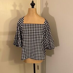 Ann Taylor Black and White Gingham Blouse